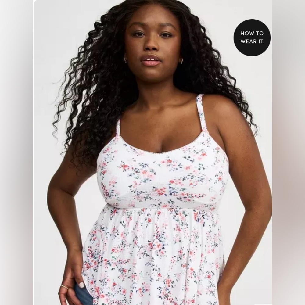 BNWOT Torrid Floral Spaghetti Strap Tank Top - Size 0X